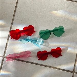 Heart-Shaped Kids Sunglasses Set - Red, Pink, Green
